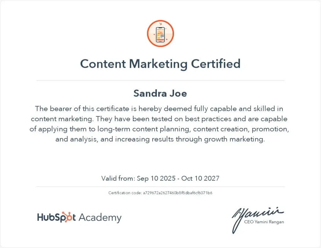 CERTIFIED HUBSPOT ACADEMY FREELANCE DIGITAL MARKETING STRATEGIST IN KERALA